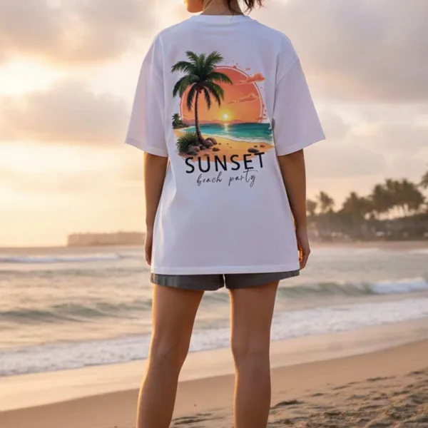 SUNSET GRAPHIC PRINTED OVERSIZED T-SHIRT