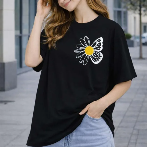 BUTTERFLY GRAPHIC PRINTED OVERSIZED TEE
