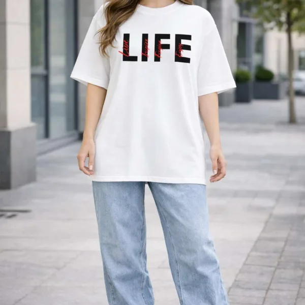 LIFE GRAPHIC PRINTED OVERSIZED TEE