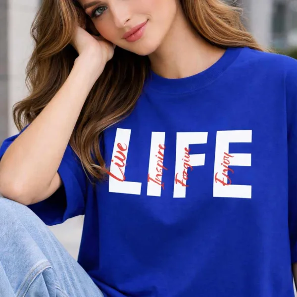 LIFE GRAPHIC PRINTED OVERSIZED TEE