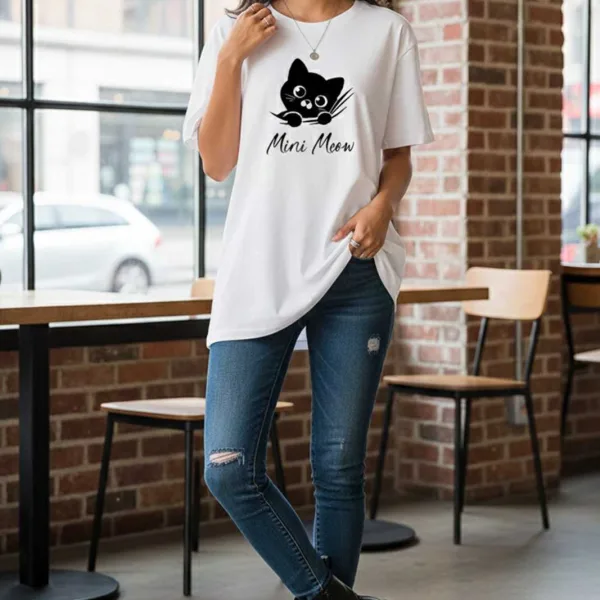 CAT GRAPHIC PRINTED OVERSIZED TEE