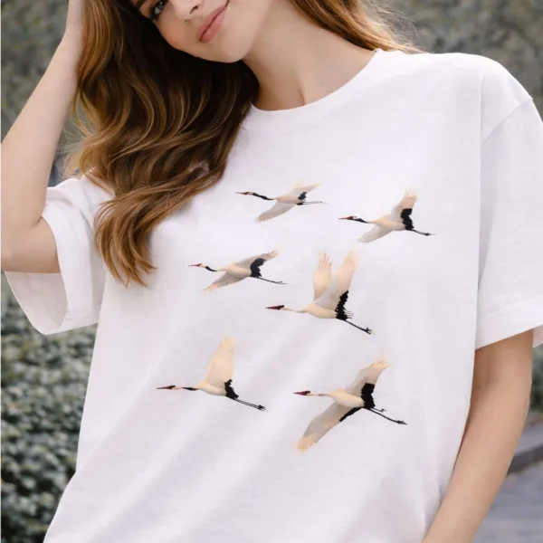 FLYING CRANES OVERSIZED TEE