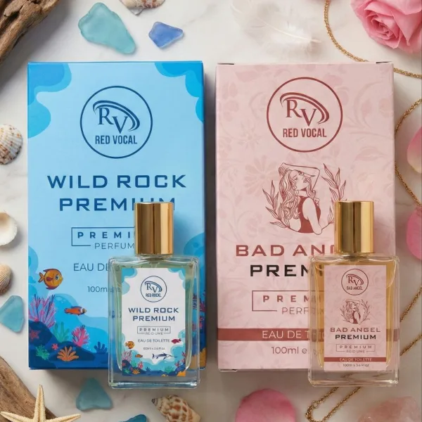 Red Vocal Wild Rock Premium For Men & Bad Angel Premium Perfume Set For Women | Long-Lasting Eau De Toilette | 2 x 100ml