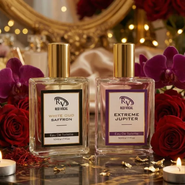 Red Vocal White Oud Saffron For Unisex & Extreme Jupiter Premium Perfume Set For Women | Long-Lasting Eau De Toilette | 2 x 50ml