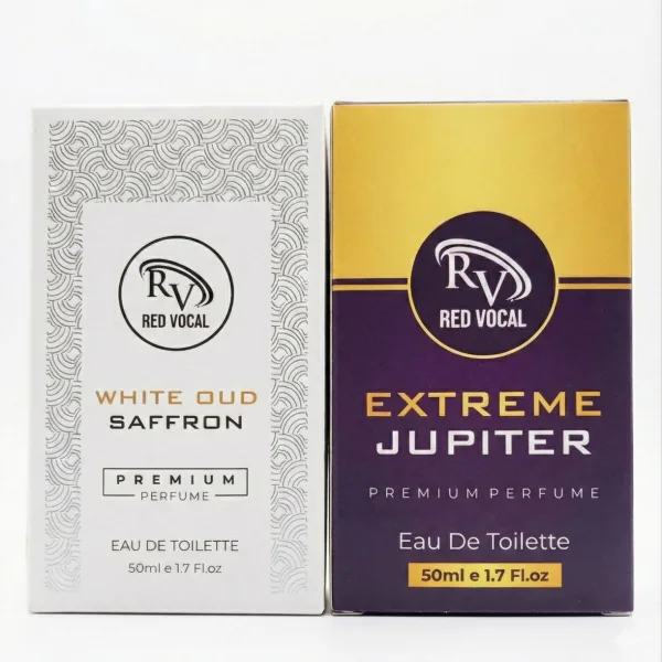 Red Vocal White Oud Saffron For Unisex & Extreme Jupiter Premium Perfume Set For Women | Long-Lasting Eau De Toilette | 2 x 50ml