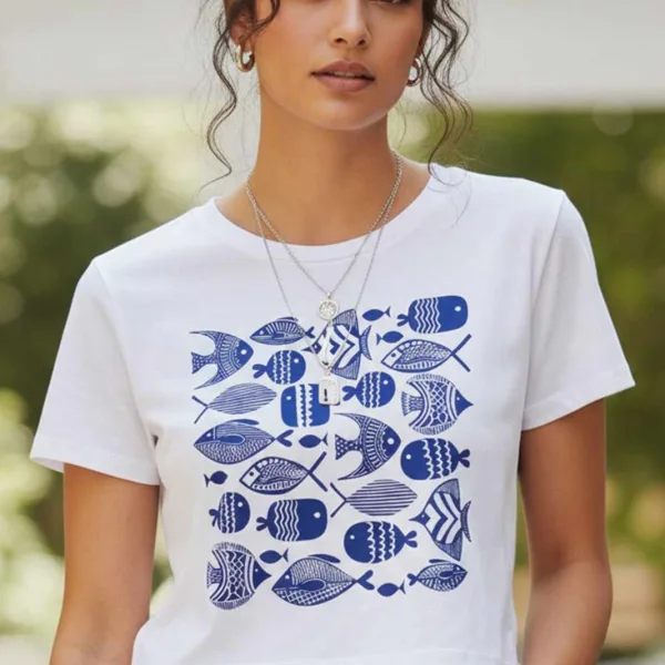 FISH GRAPHIC PRINTED CROP TEE