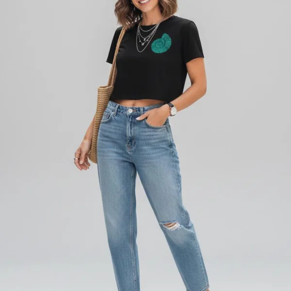 SHELL GRAPHIC PRINTED CROP TEE