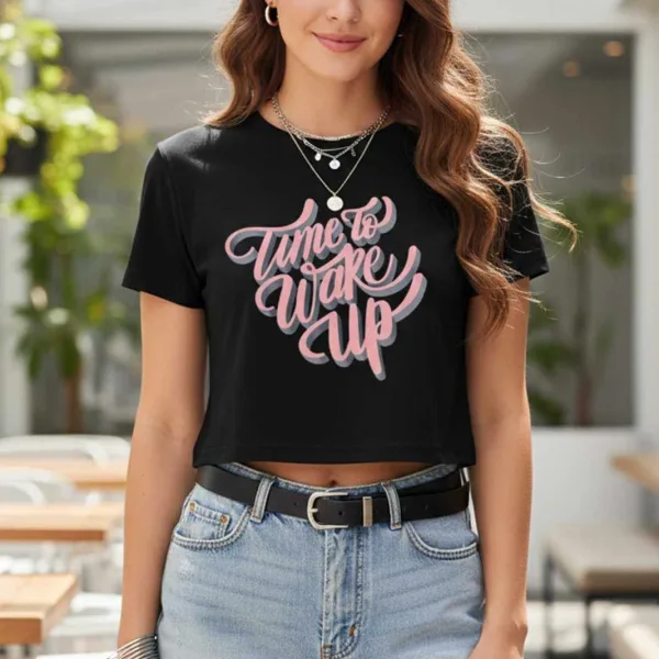 PINK ON STATEMENT CROP TEE