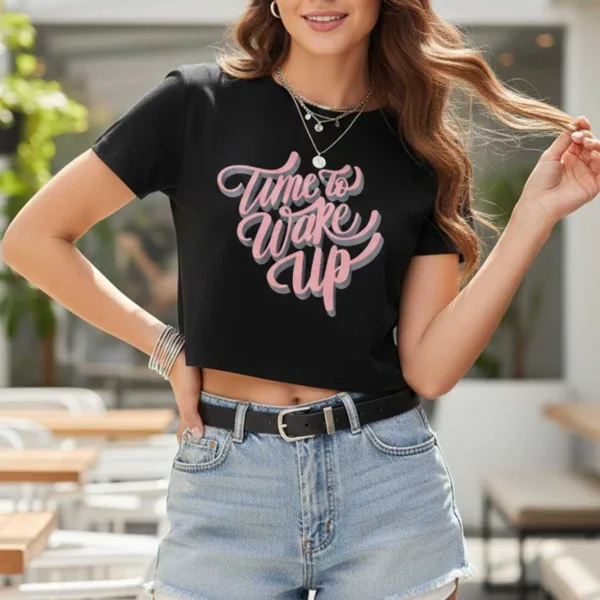 PINK ON STATEMENT CROP TEE