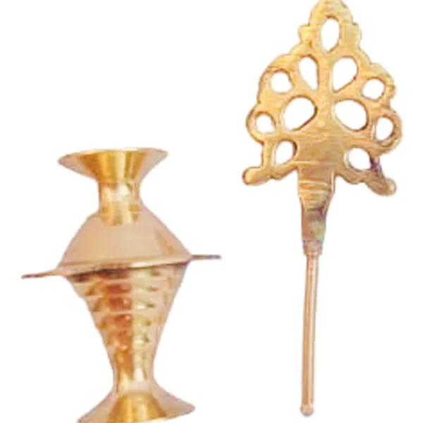 Brass Surmedani With Funnel/Kuppi And Surma Use In Eye's Makeup [Size-9-cm] Pack Of-1 Funnel, 2 Surma Packed, 1 Brass Surmedani