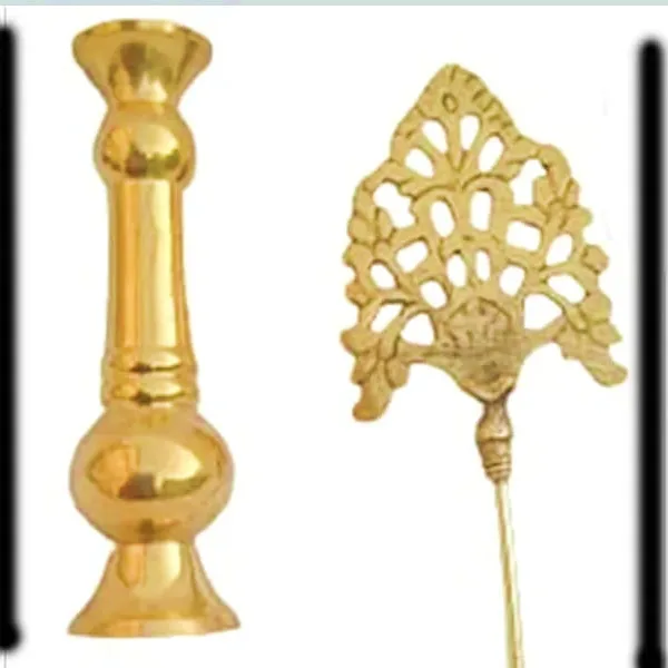 Brass Surmedani With Funnel/Kuppi And Surma Use In Eye's Makeup [Size11-cm] Pack Of-1 Funnel, 2 Surma Packed,1 Brass Surmedani