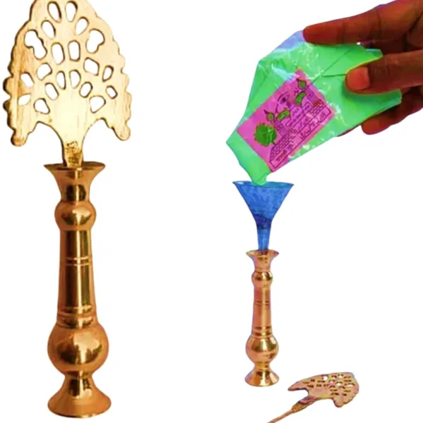 Brass Surmedani With Funnel/Kuppi And Surma Use In Eye's Makeup [Size11-cm] Pack Of-1 Funnel, 2 Surma Packed,1 Brass Surmedani