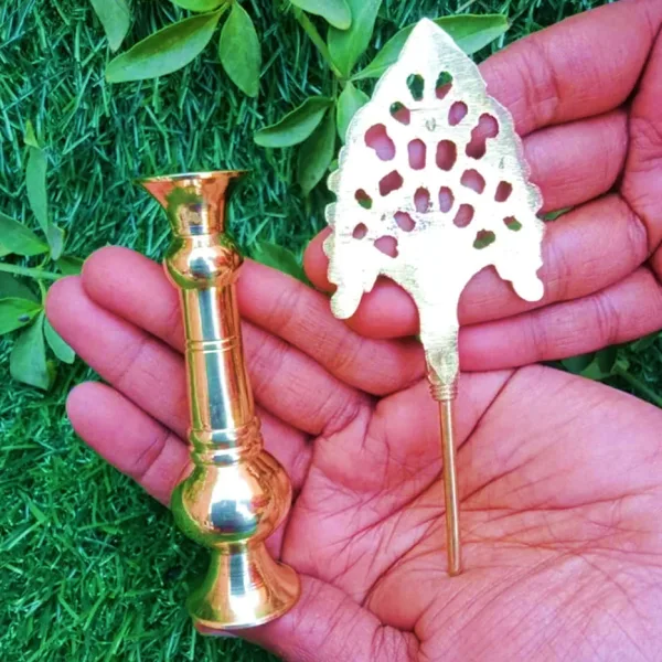 Brass Surmedani With Funnel/Kuppi And Surma Use In Eye's Makeup [Size11-cm] Pack Of-1 Funnel, 2 Surma Packed,1 Brass Surmedani