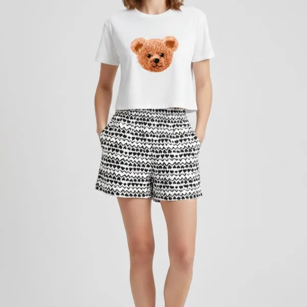 TEDDY GRAPHIC PRINTED CROP TEE