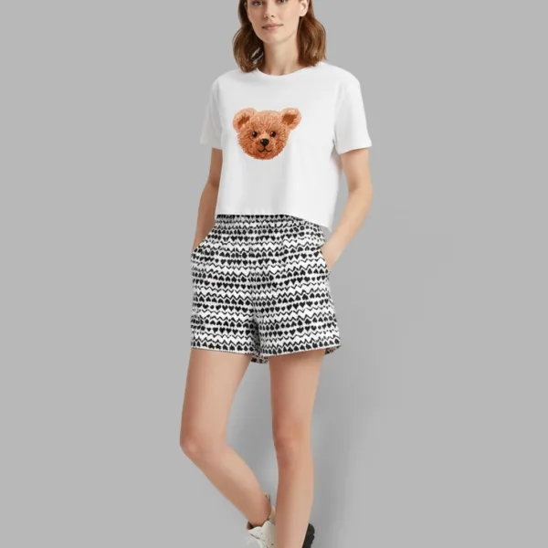 TEDDY GRAPHIC PRINTED CROP TEE