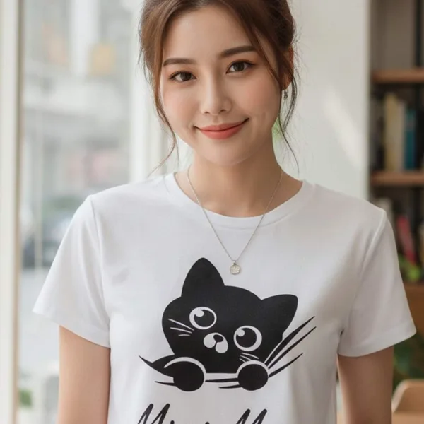 CAT GRAPHIC PRINTED CROP TEE