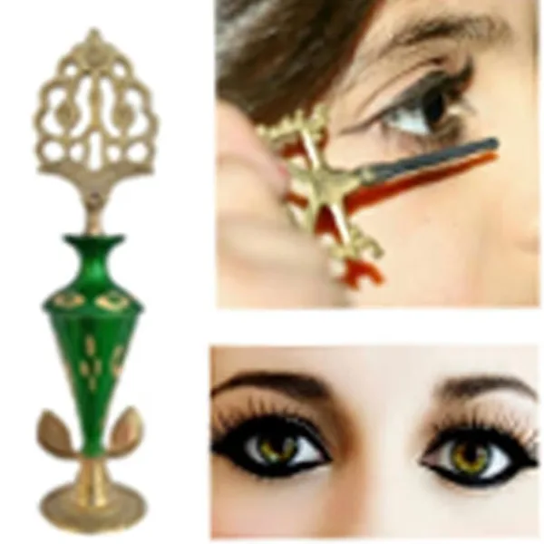 Brass Surmedani With Funnel/Kuppi And Surma Use In Eye's Makeup [Size-12-cm] Pack Of-1 Funnel, 2 Surma Packed,1 Brass Surmedani
