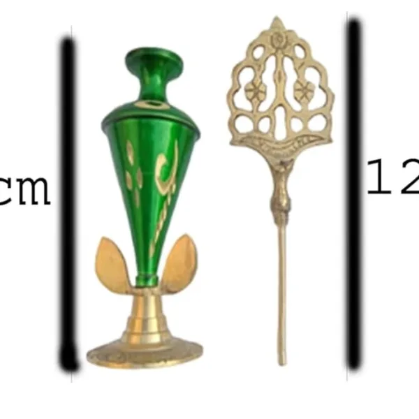 Brass Surmedani With Funnel/Kuppi And Surma Use In Eye's Makeup [Size-12-cm] Pack Of-1 Funnel, 2 Surma Packed,1 Brass Surmedani