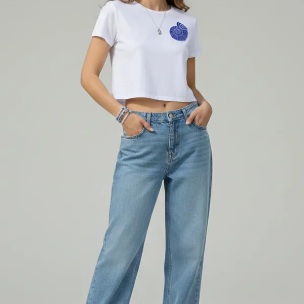 SHELL GRAPHIC PRINTED CROP TEE