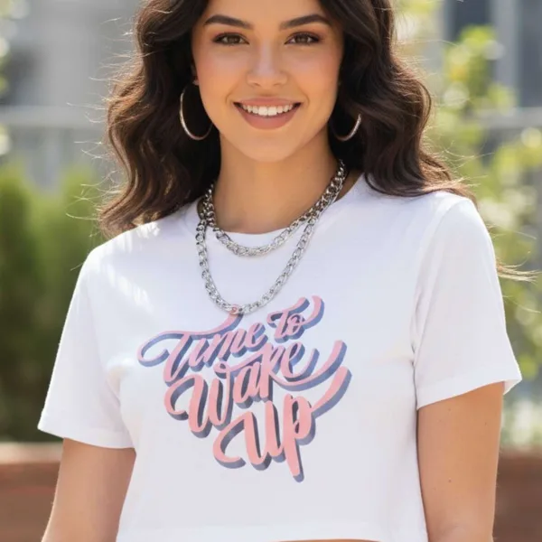 PINK ON STATEMENT CROP TEE