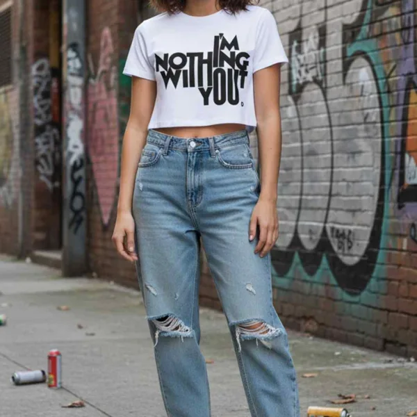 WITHOUT YOU GRAPHIC CROP TEE