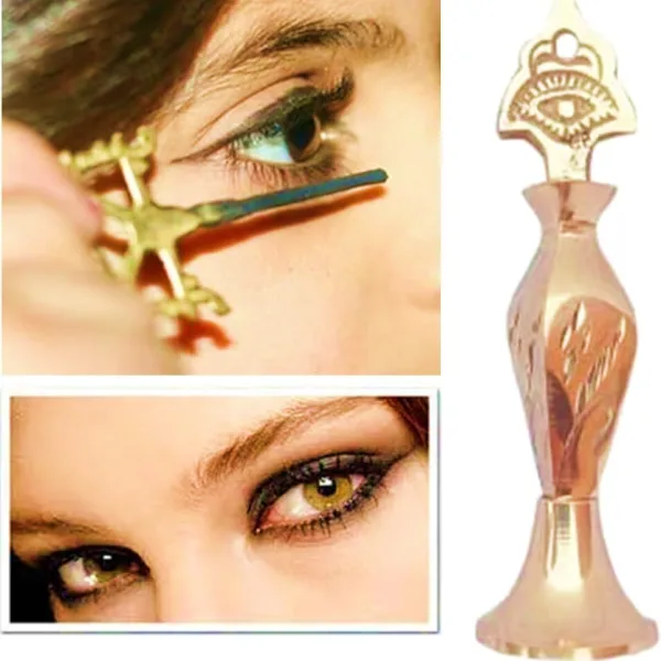 Brass Surmedani With Funnel/Kuppi And Surma Use In Eye's Makeup [Size-10-cm] Pack Of-1 Funnel, 2 Surma Packed, 1 Brass Surmedani