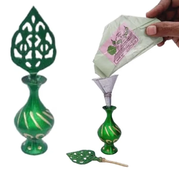 Brass Surmedani With Funnel/Kuppi And Surma Use In Eye's Makeup [Size-13-cm] Pack Of-1 Funnel, 2 Surma Packed, 1 Brass Surmedani