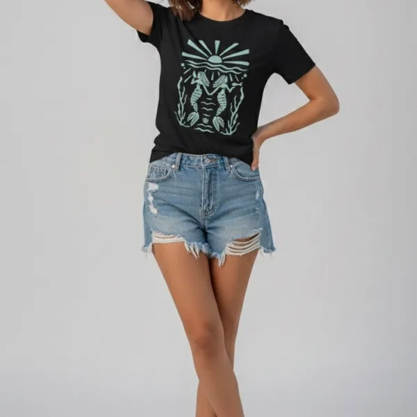 TWIN MERMAID GRAPHIC PRINTED T-SHIRT
