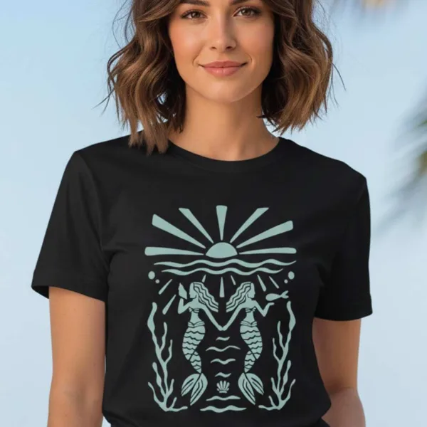 TWIN MERMAID GRAPHIC PRINTED T-SHIRT
