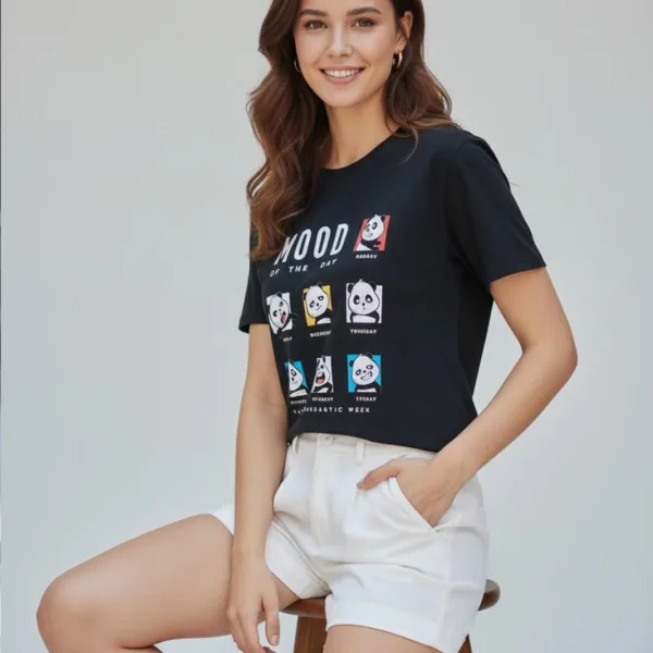 PANDA'S MOOD PRINTED REGULAR T-SHIRT