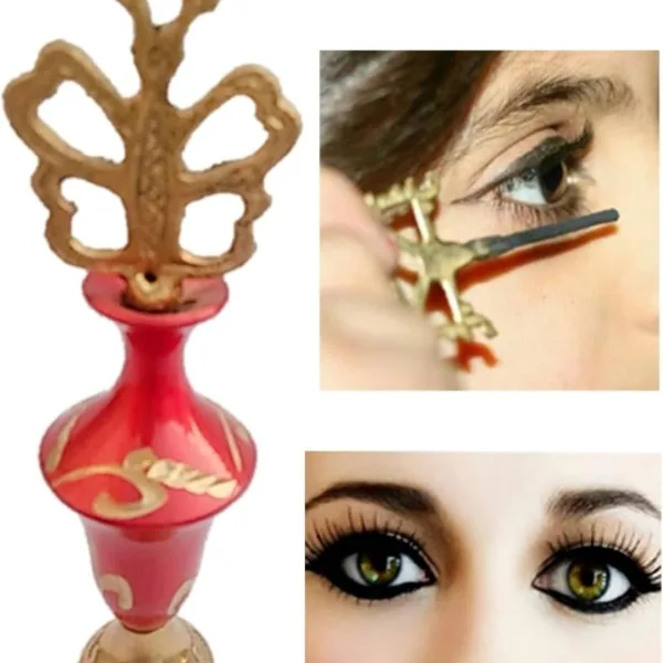 Brass Surmedani With Funnel/Kuppi And Surma Use In Eye's Makeup [Size-12-cm] Pack Of-1 Funnel, 2 Surma Packed, 1 Brass Surmedani