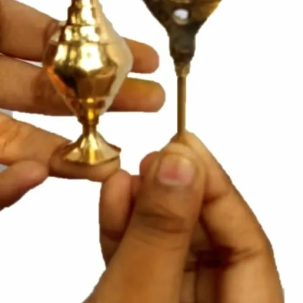 Brass Surmedani With Funnel/Kuppi And Surma Use In Eye's Makeup [Size-9-cm] Pack Of-1 Funnel, 2 Surma Packed, 1 Brass Surmedani