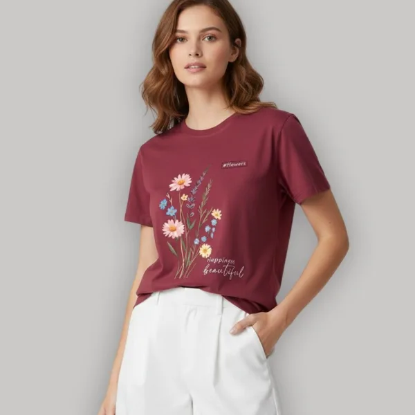 FLOWER GRAPHIC PRINTED REGULAR T-SHIRT