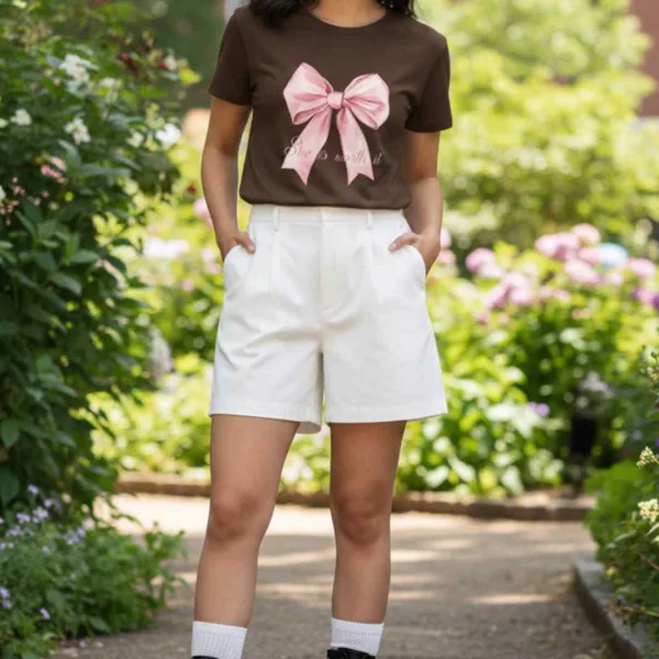 BOW GRAPHIC PRINTED REGULAR T-SHIRT