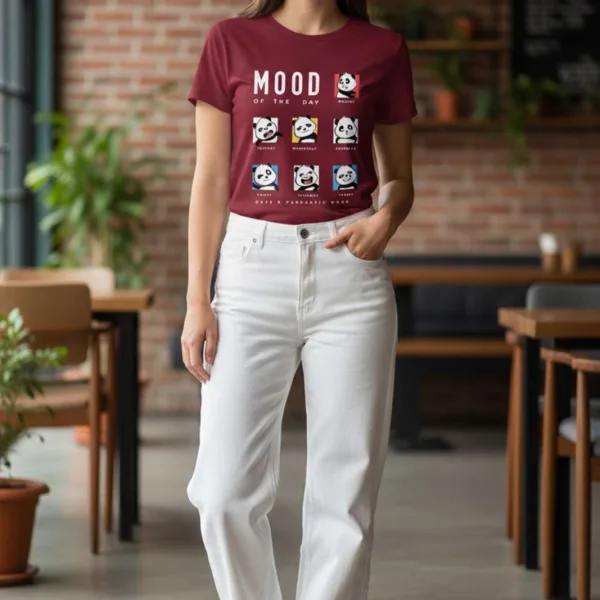 PANDA'S MOOD PRINTED REGULAR T-SHIRT