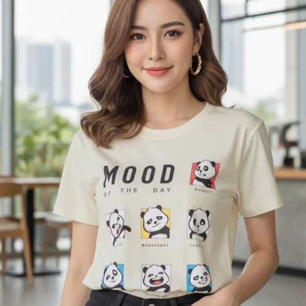 PANDA'S MOOD PRINTED REGULAR T-SHIRT