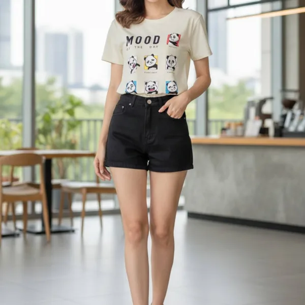 PANDA'S MOOD PRINTED REGULAR T-SHIRT