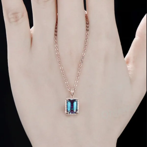 Stone Pendant Necklace Chain Set with Matching Earrings