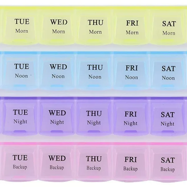 Weekly 7-Day Pill Organizer Box – 4 Row, 28 Compartments Tablet Case