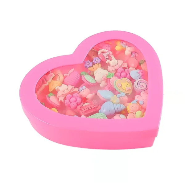 Adorable Kids Decorative Rings Set with Heart-Shaped Storage Box