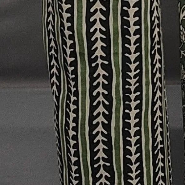 Green Hand Block Print Unstitched Pure Cotton Suit Set- Winnxi