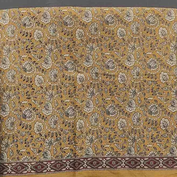 Mustard Yellow Block Print Unstitched Cotton Suit - Winnxi