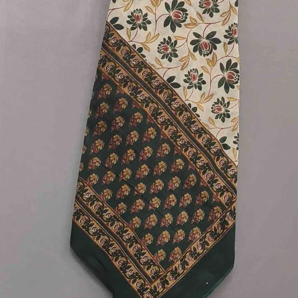 Deep Green Block Print Cotton Unstitched Suit