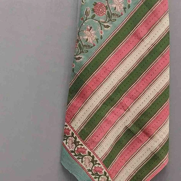 Mint Green Floral Cotton Unstitched Suit with Dupatta