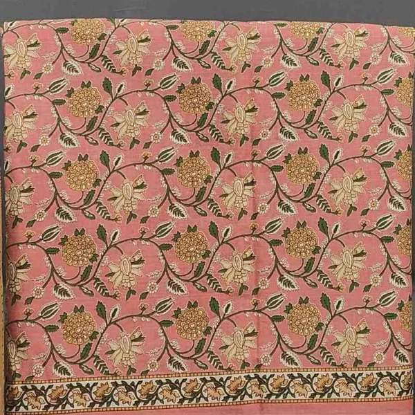 Peach Floral Cotton Unstitched Suit with Dupatta