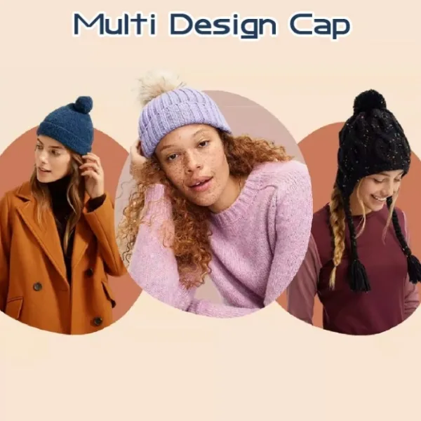 Women’s Knit Winter Beanie with Faux Fur Pom-Pom