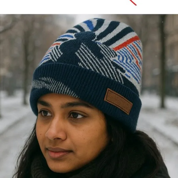 Winter Woolen Knitted Cap with Inner Fur Lining