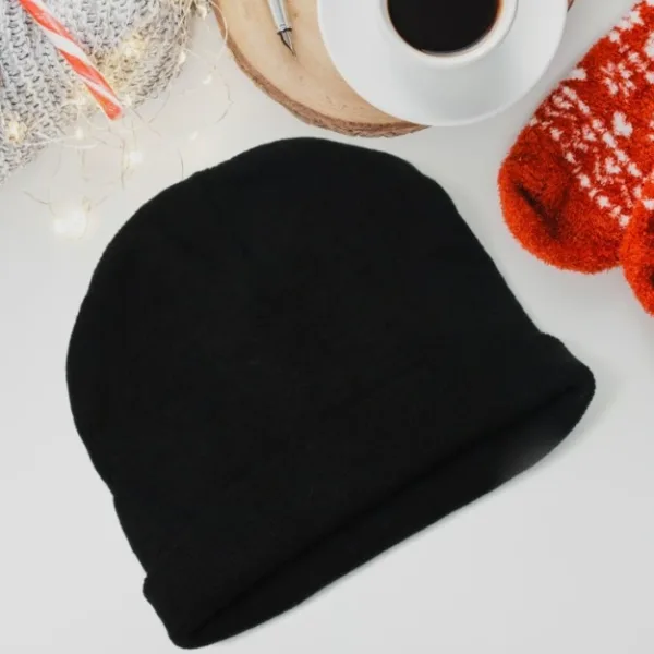 Classic Winter Knit Beanie Cap – Solid Black