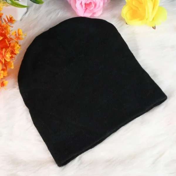 Classic Winter Knit Beanie Cap – Solid Black