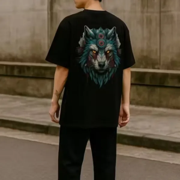 Mens printed cotton round neck half sleeve oversized tshirt